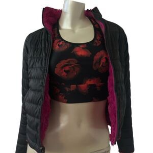 The North Face Black Puffer Jacket with Pink Interior